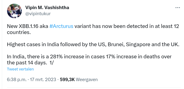 New XBB.1.16 aka #Arcturus variant has now been detected in at least 12 countries. 

Highest cases in India followed by the US, Brunei, Singapore and the UK. 

In India, there is a 281% increase in cases 17% increase in deaths over the past 14 days. 
